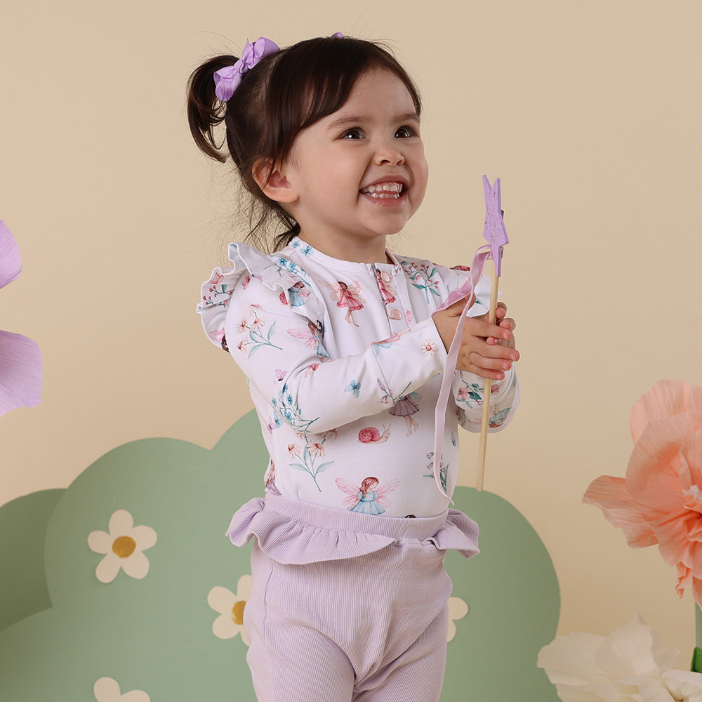 Fairy Garden Long Sleeve Organic Bodysuit with Frill - View 13