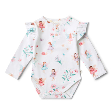 Fairy Garden Long Sleeve Organic Bodysuit with Frill | Snuggle Hunny