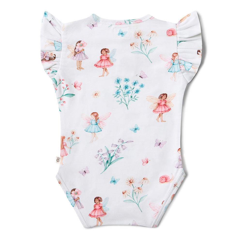 Fairy Garden Short Sleeve Organic Bodysuit with Frill - View 8