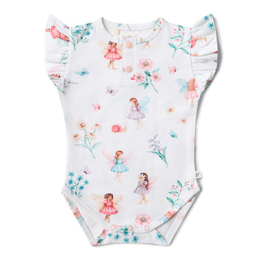 Fairy Garden Short Sleeve Organic Bodysuit with Frill | Snuggle Hunny