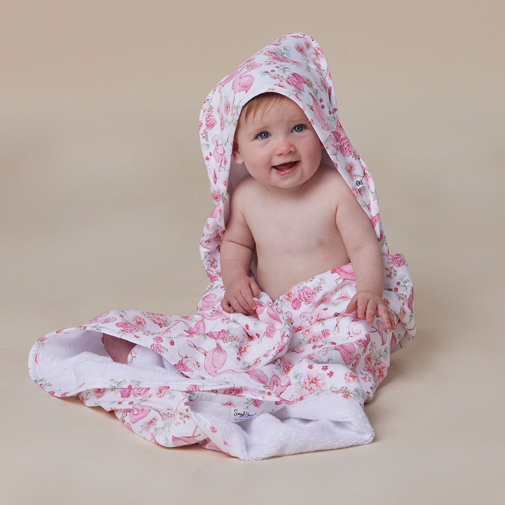 Flamingos Organic Hooded Baby Towel - View 1
