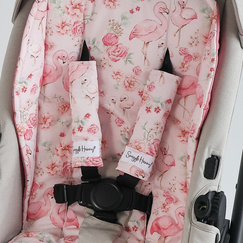 Bundle - Flamingos Pram Liner & Strap Cover Set - View 3