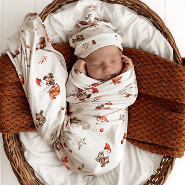 Gnomes Organic Jersey Wrap & Beanie Set | Snuggle Hunny