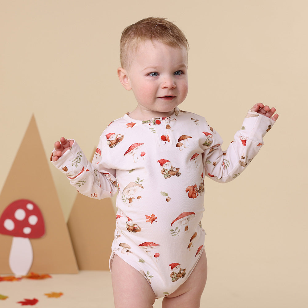 Gnomes Long Sleeve Organic Bodysuit - View 10