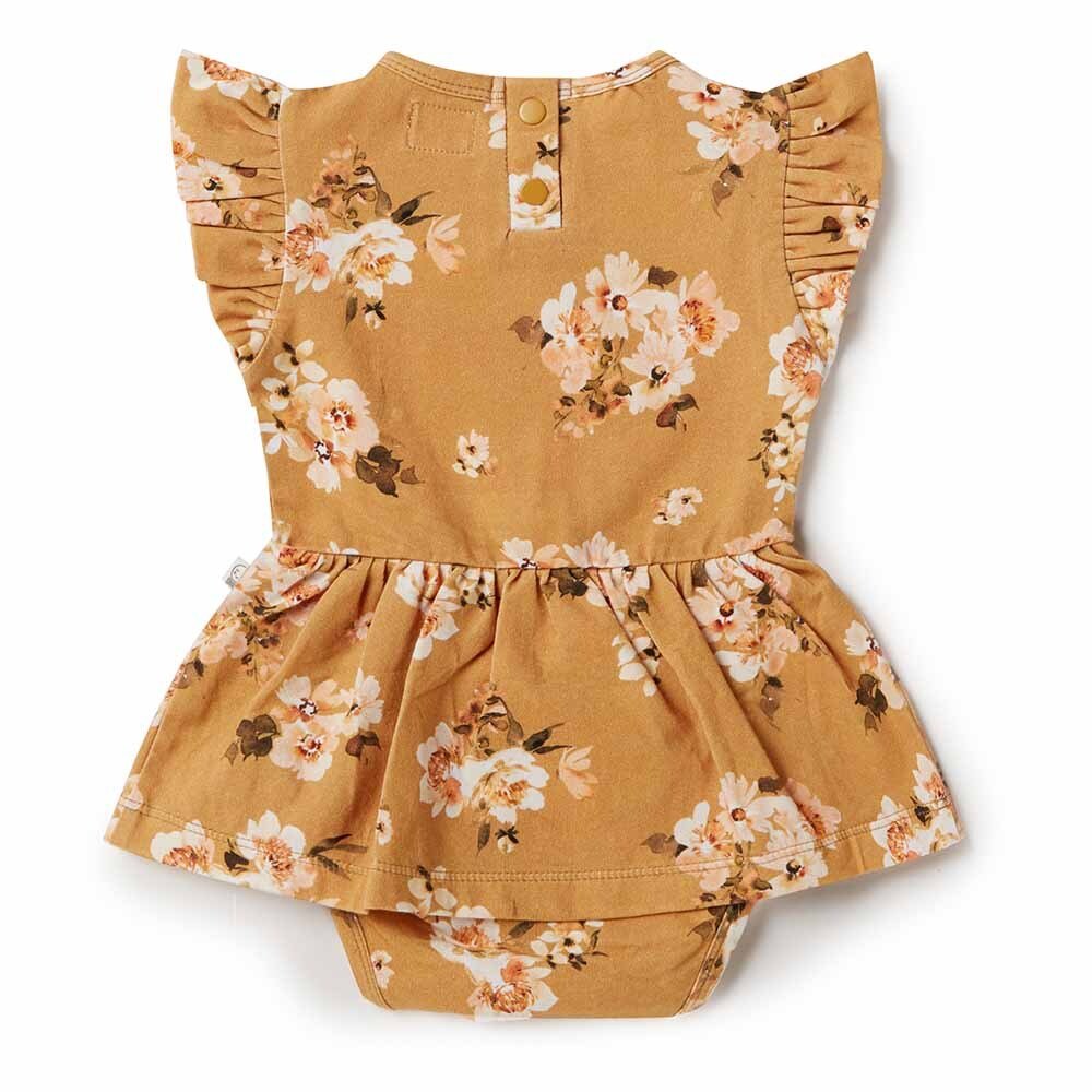 Golden Flower Short Sleeve Organic Dress - View 3