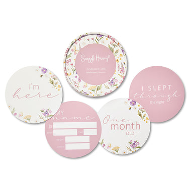 Gracie & Jewel Pink Reversible Milestone Cards | Snuggle Hunny