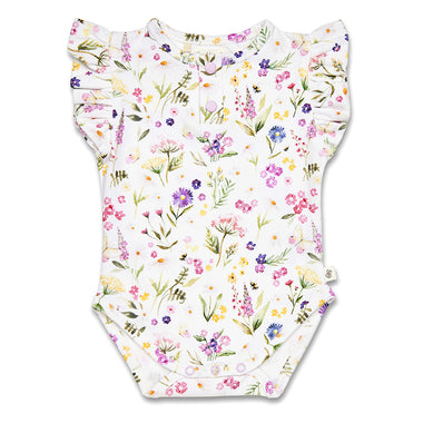 Gracie Short Sleeve Organic Bodysuit with Frill | Snuggle Hunny