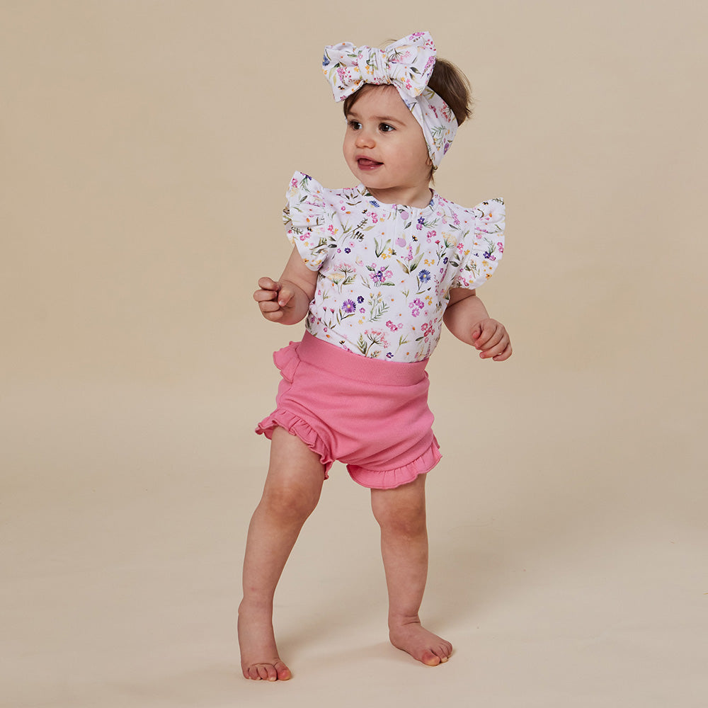 Gracie Short Sleeve Organic Bodysuit with Frill - View 11