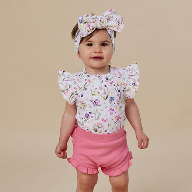 Gracie Short Sleeve Organic Bodysuit with Frill | Snuggle Hunny