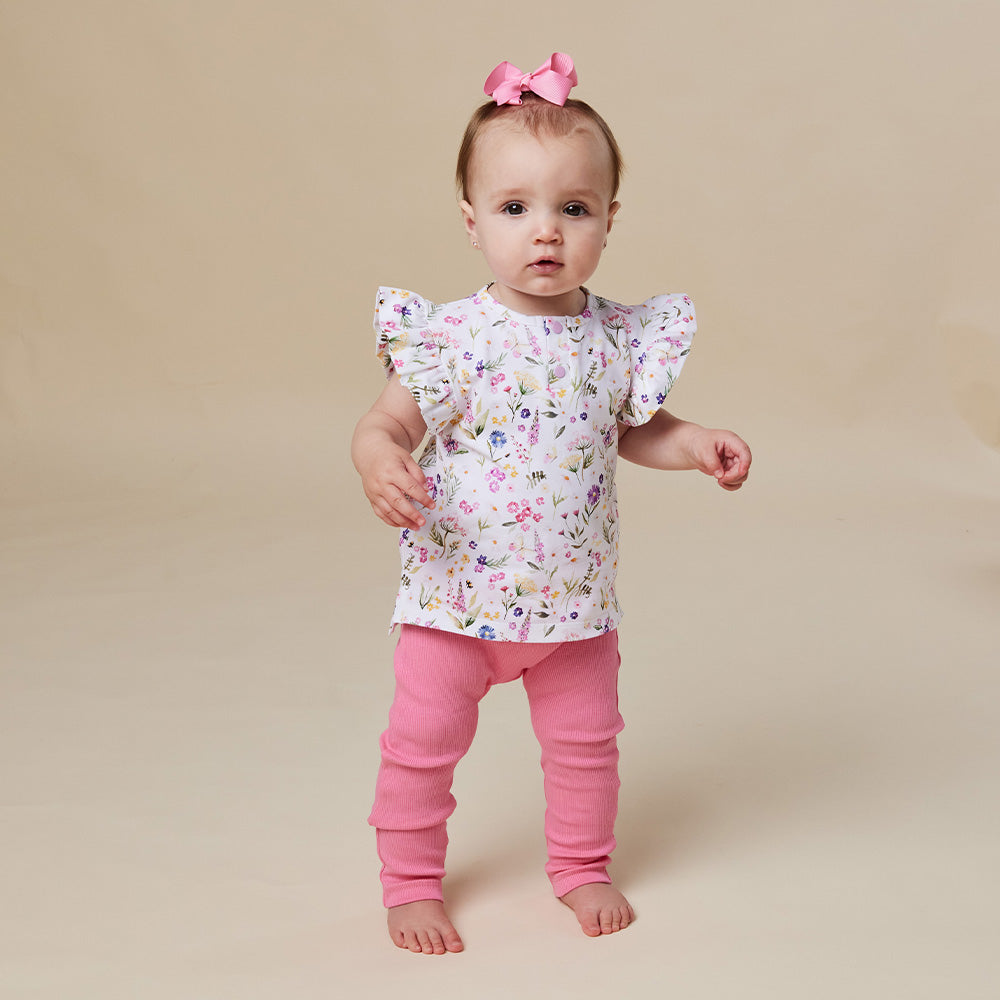 Gracie Organic Short Sleeve Top with Frill - View 9