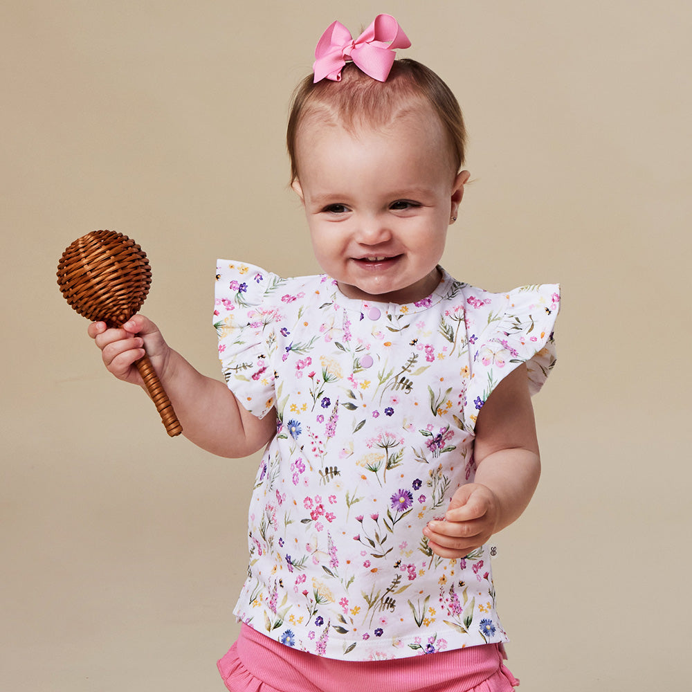 Gracie Organic Short Sleeve Top with Frill - View 4