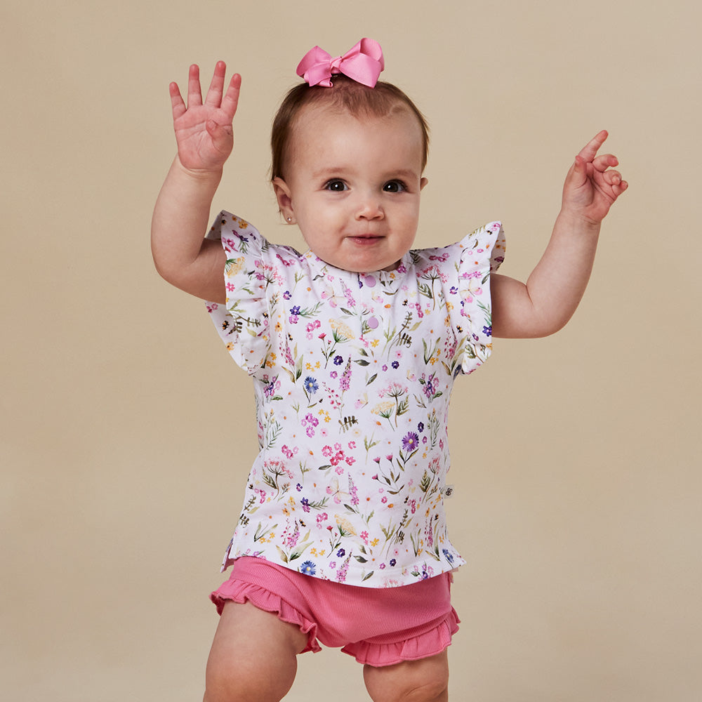 Gracie Organic Short Sleeve Top with Frill - View 1