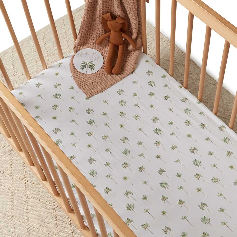 Green Palm Organic Fitted Cot Sheet - View 1