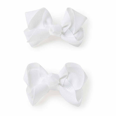 Hair Bow Clips - White Piggy Tail Hair Clips - Pair