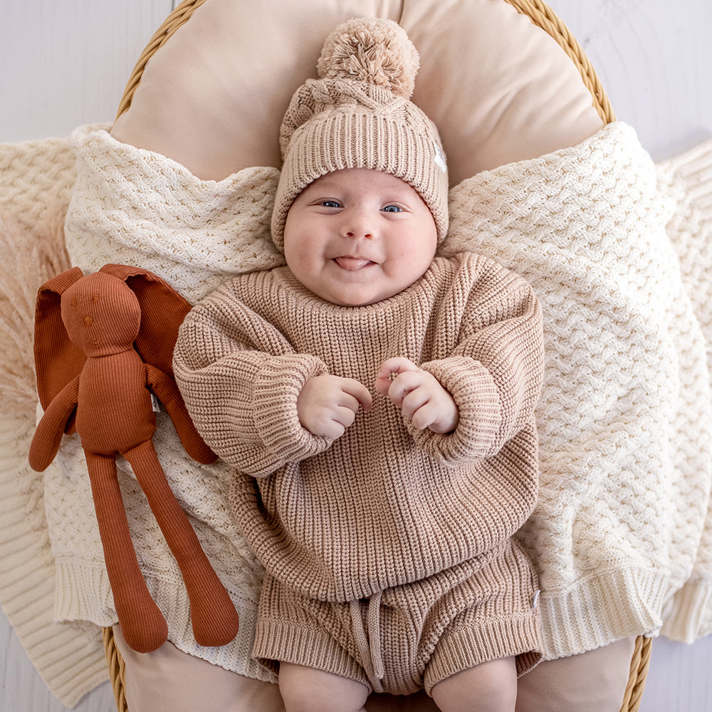 Hazelnut Organic Cotton Knit Shorts - View 3