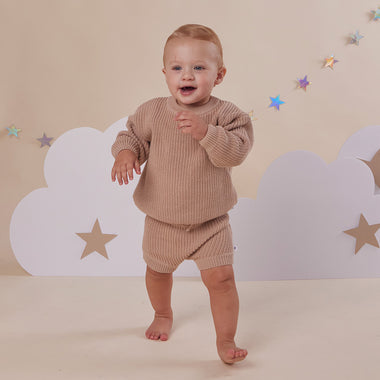 Hazelnut Oversized Cotton Knit Jumper | Snuggle Hunny