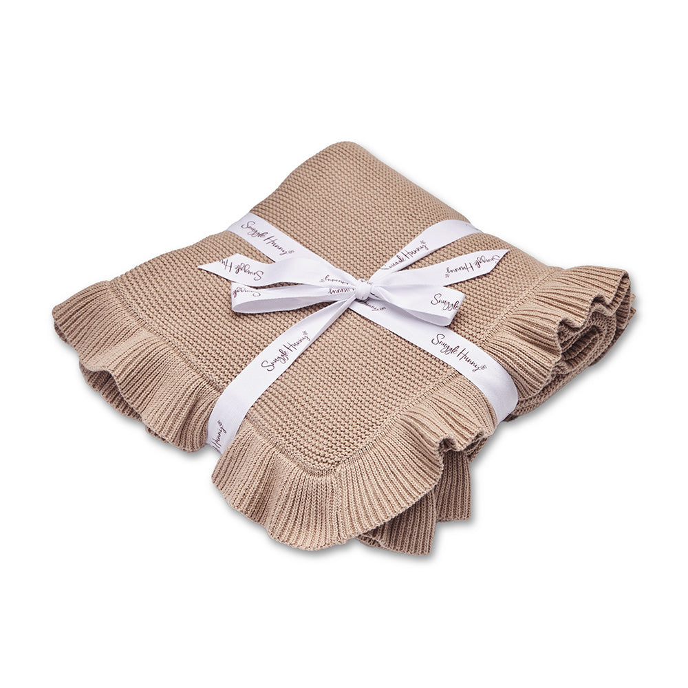 Hazelnut Ruffle Knit Organic Baby Blanket - View 2