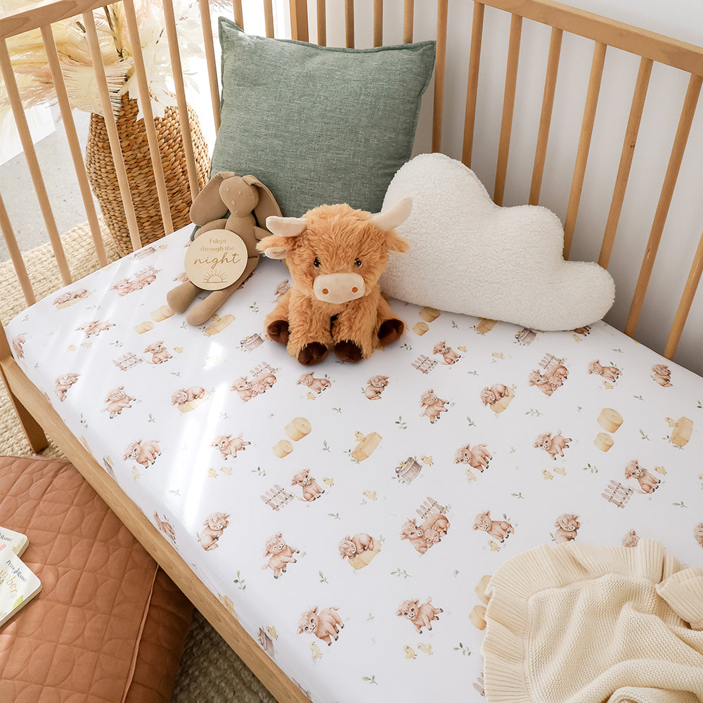 Highland Cows Organic Fitted Cot Sheet - View 4
