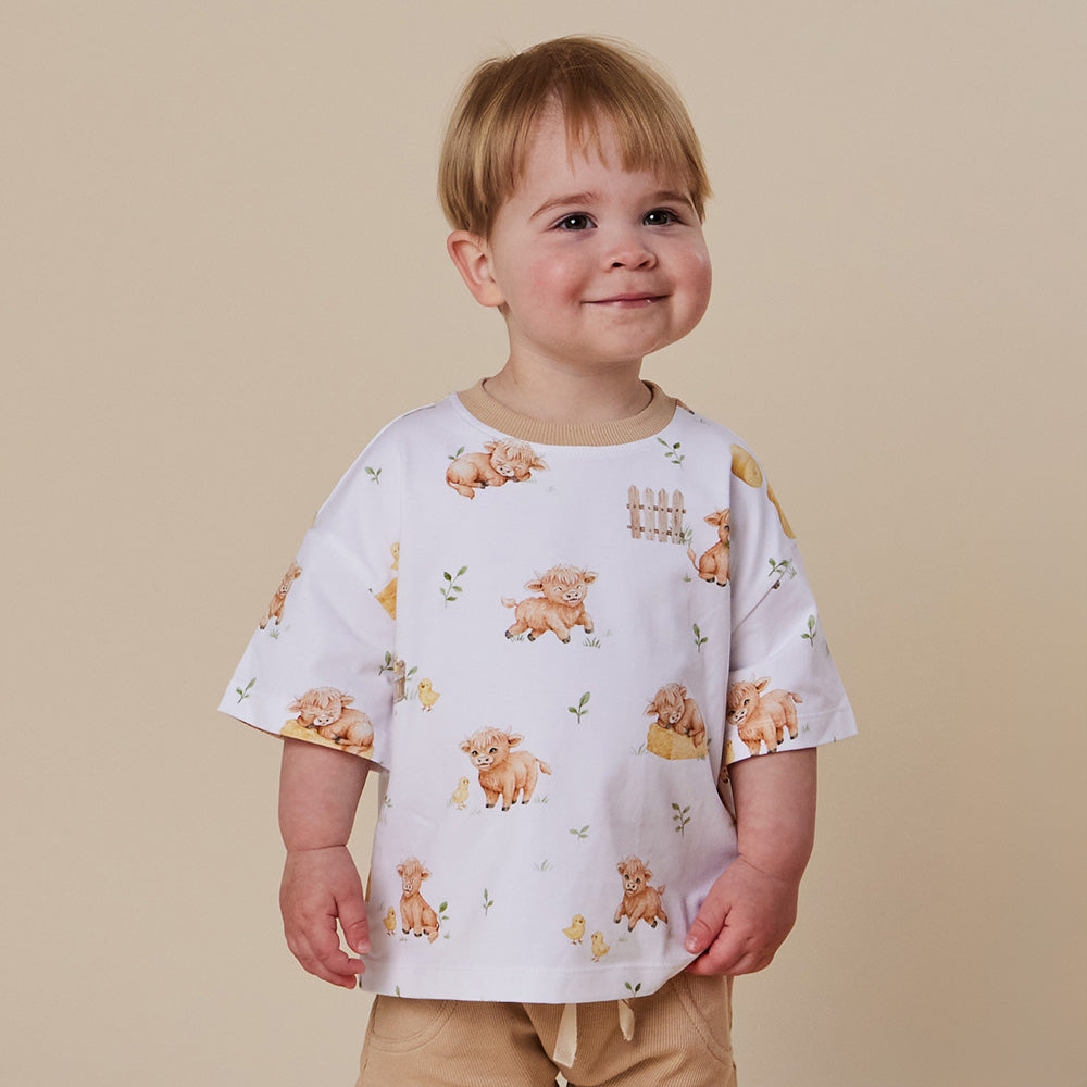 Highland Cows Organic Oversized Tee - View 1