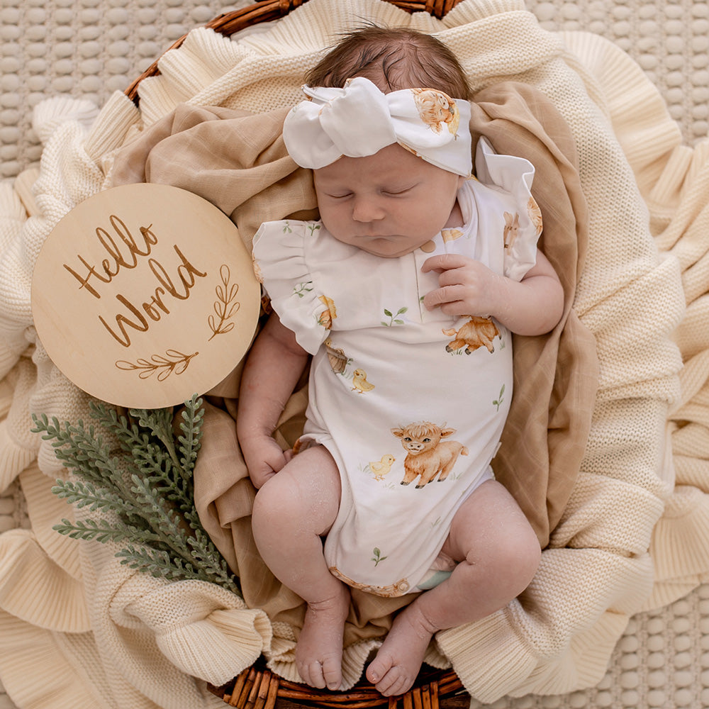 Highland Cows Short Sleeve Organic Bodysuit with Frill - View 3
