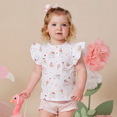 Ice Creams Organic Short Sleeve Top with Frill | Snuggle Hunny