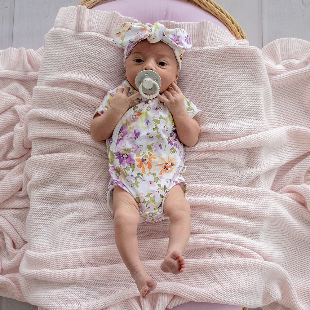 Isla Short Sleeve Organic Kimono Bodysuit - View 4