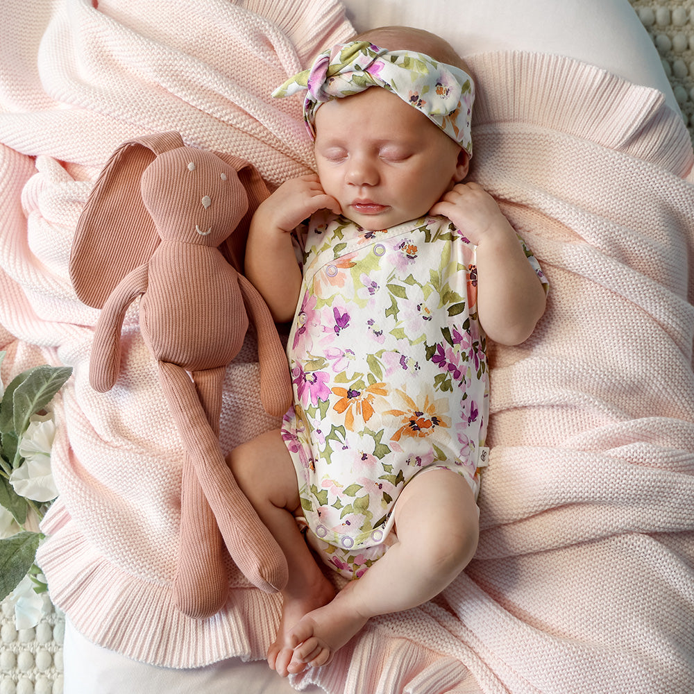 Isla Short Sleeve Organic Kimono Bodysuit - View 1