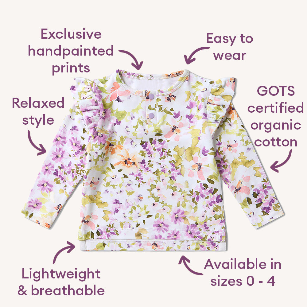 Isla Organic Long Sleeve Top with Frill - View 4