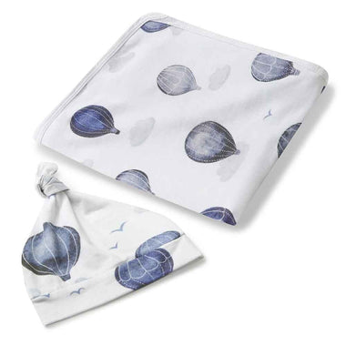 Cloud Chaser Baby Jersey Wrap & Beanie Set-Snuggle Hunny