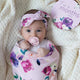 Floral Kiss Organic Jersey Wrap & Topknot Set - Thumbnail 8