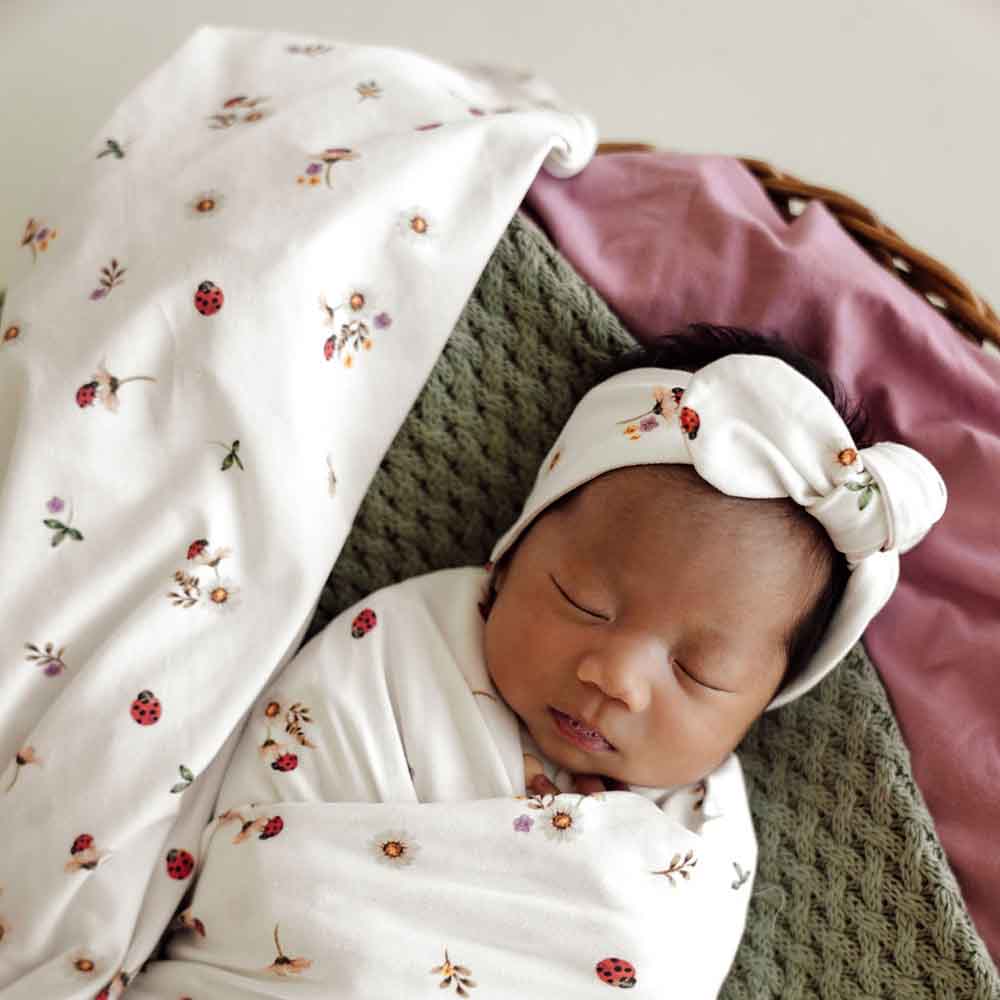 Ladybug Jersey Wrap Birth Announcement Set - View 5