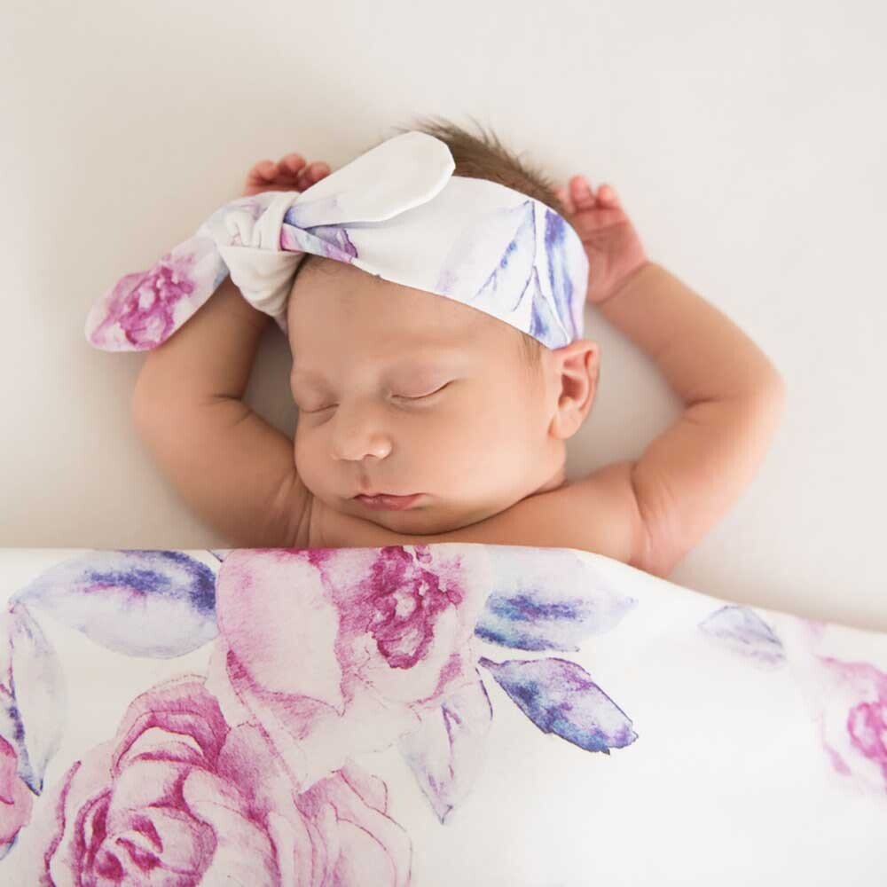 Lilac Skies Organic Jersey Wrap & Topknot Set - View 8