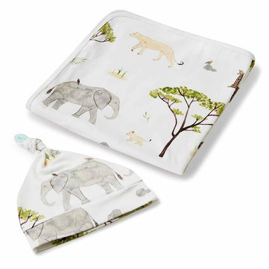 Jersey Wraps - Safari Baby Jersey Wrap & Beanie Set