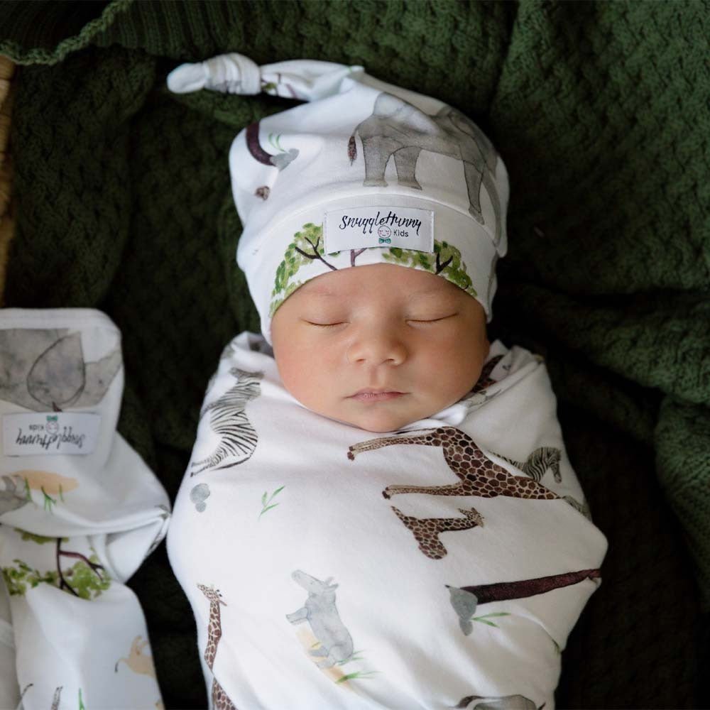 Safari Organic Jersey Wrap & Beanie Set - View 8