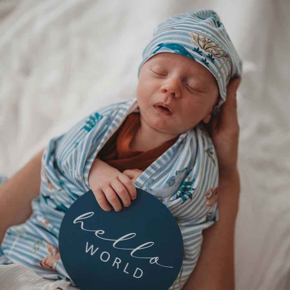 Whale Organic Jersey Wrap & Beanie Set - View 8