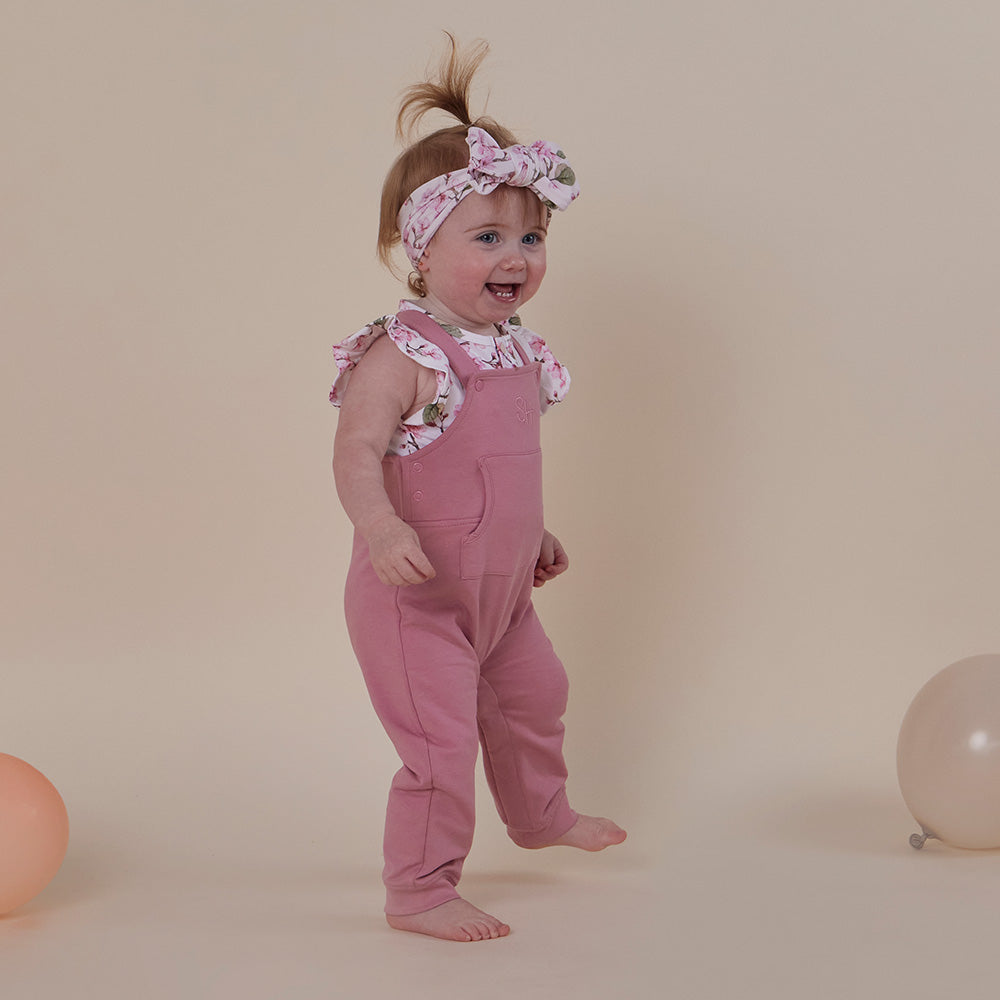Jewel Pink Organic Joey Overalls - View 7
