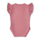 Jewel Pink Rib Short Sleeve Organic Bodysuit with Frill - Thumbnail 8