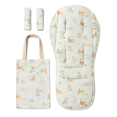 Kittens Reversible Pram Liner & Strap Cover Set | Snuggle Hunny