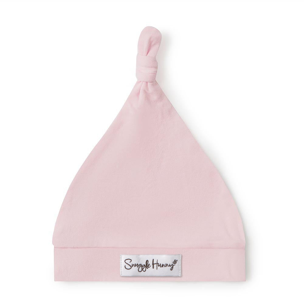 Baby Pink Organic Knotted Beanie - View 2