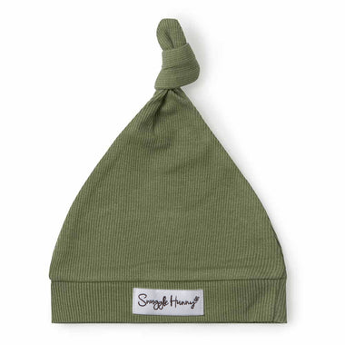 Olive Ribbed Organic Knotted Beanie-Snuggle Hunny