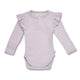 Lavender Rib Long Sleeve Organic Bodysuit with Frill - Thumbnail 2