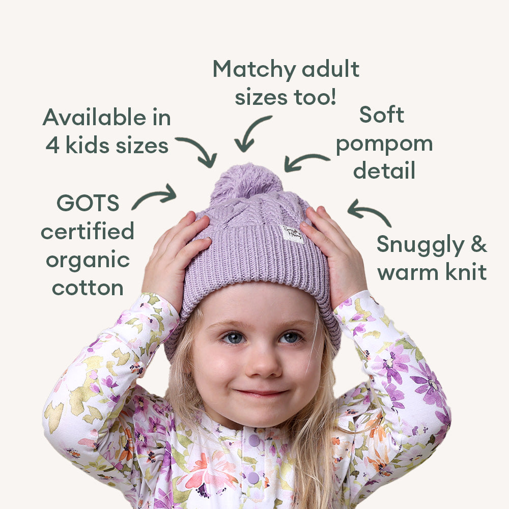 Lavender Organic Baby Knit Beanie - View 4