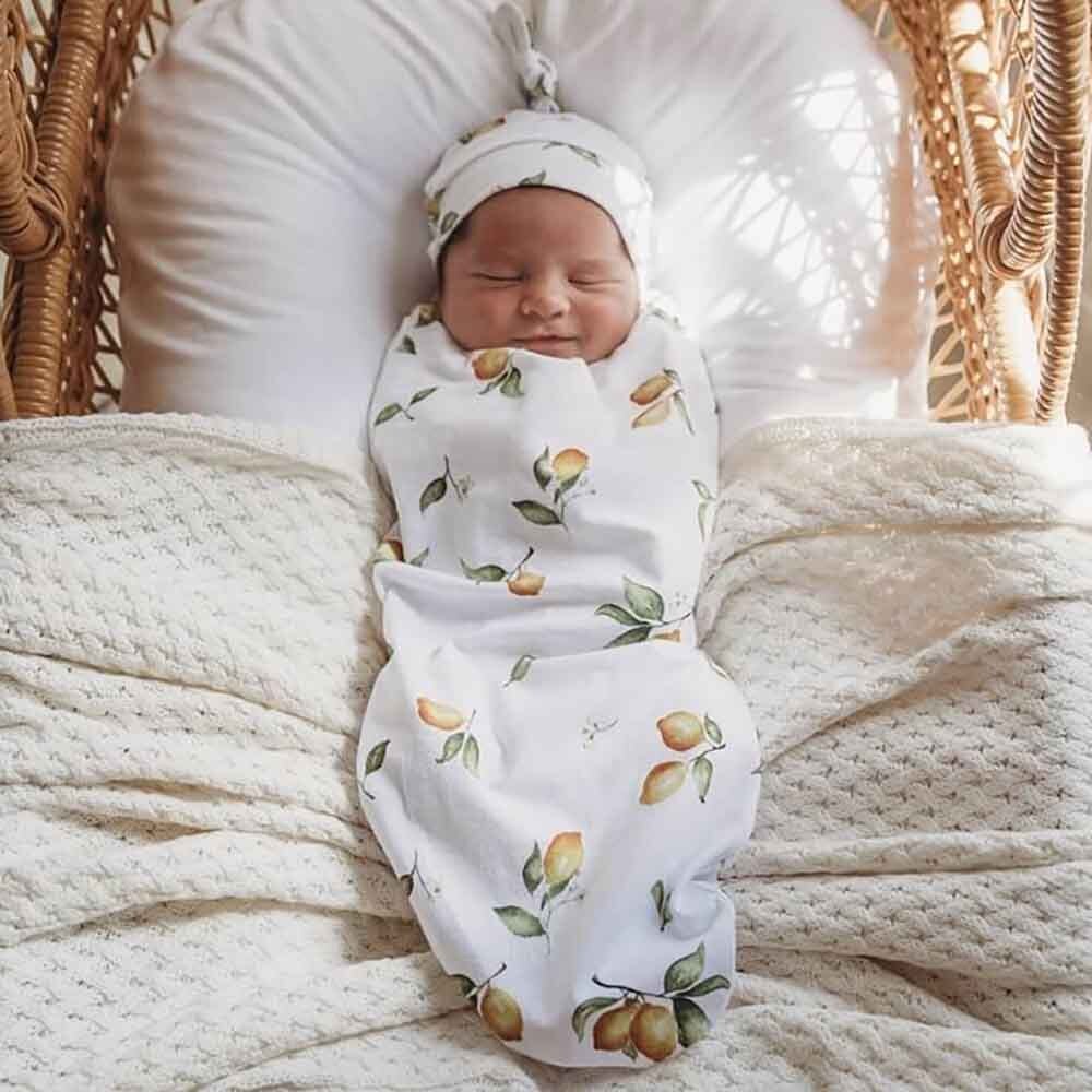 Lemon Organic Snuggle Swaddle & Beanie Set - View 1