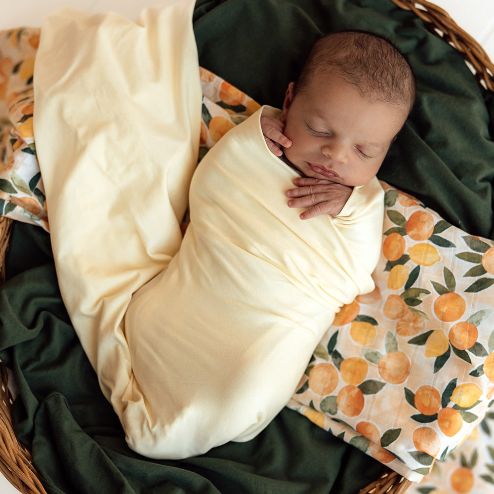 Lemon Sorbet Organic Jersey Wrap & Beanie Set - View 3