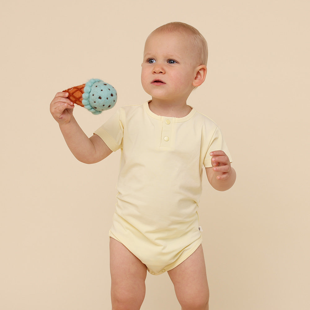 Lemon Sorbet Short Sleeve Organic Bodysuit - View 5