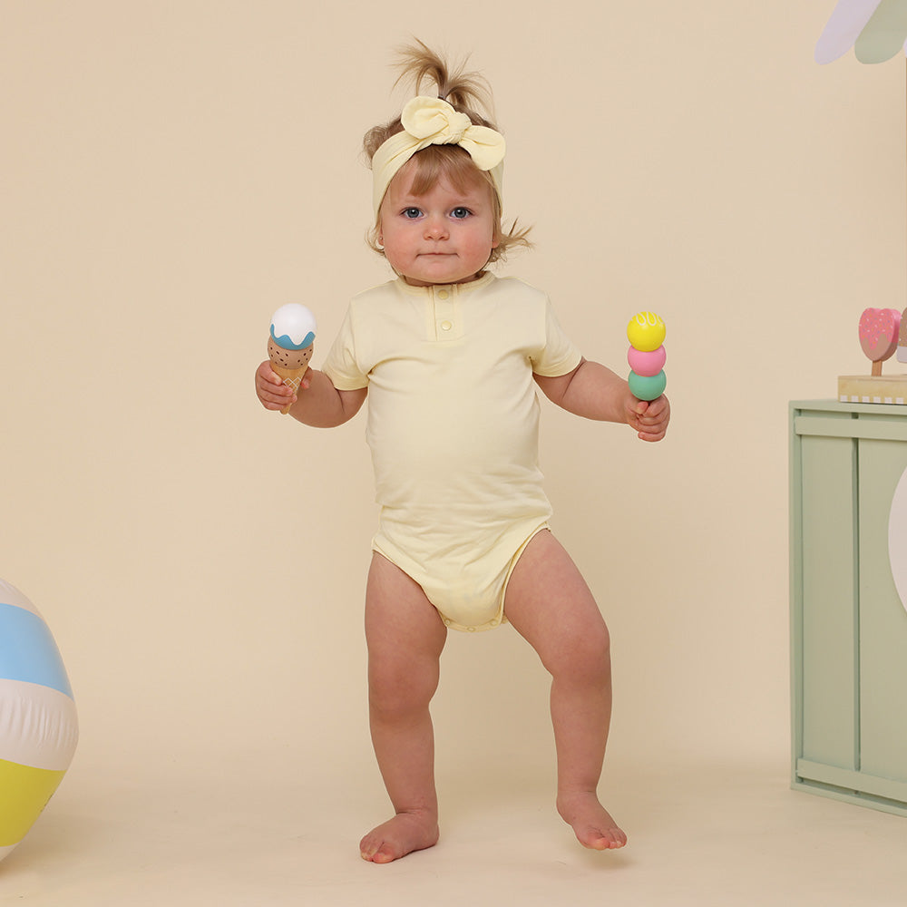 Lemon Sorbet Short Sleeve Organic Bodysuit - View 3