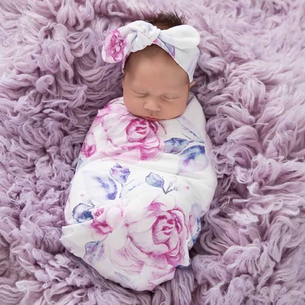 Lilac Skies Organic Snuggle Swaddle & Topknot Set - View 1