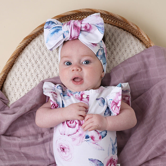 Lilac Skies Short Sleeve Organic Bodysuit with Frill - View 4