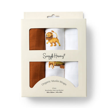 Large Organic Muslin Wraps 3 Pack - Bronze/Lion/Milk | Snuggle Hunny