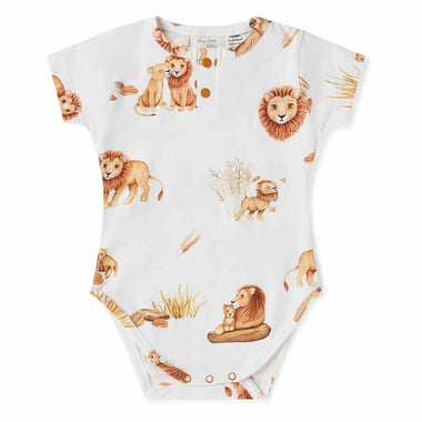 Lion Short Sleeve Organic Bodysuit-Snuggle Hunny